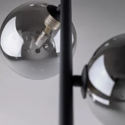 Stehleuchte 151 cm Rauchglas Metall Grau Schwarz 3x G9