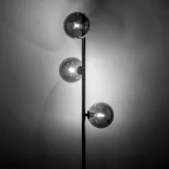 Stehleuchte 151 cm Rauchglas Metall Grau Schwarz 3x G9