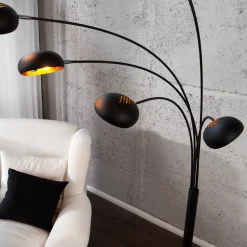 Stehleuchte 205cm Retro flexibel Kugel Schwarz