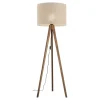 Stehleuchte Dreibein 145 cm Holz Stoff E27 NOLAN