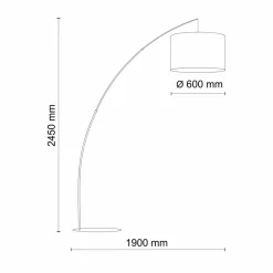 Stehleuchte gebogen Schwarz Grau 245 cm hoch XXL