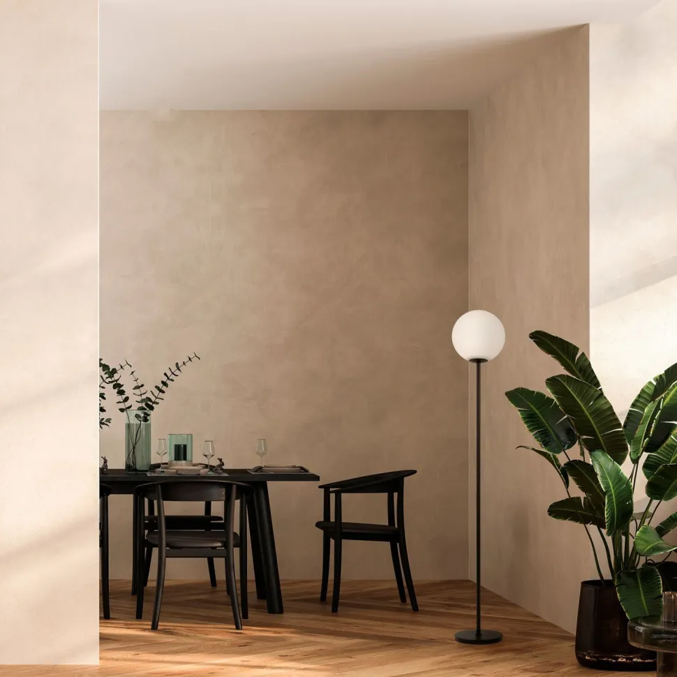 Stehleuchte Glas Metall E27 155 cm Schwarz Weiß Modern