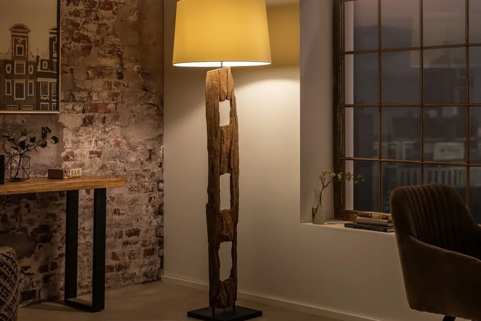 Stehleuchte Holz Stoff Weiß blendarm 177 cm E27 Lesen