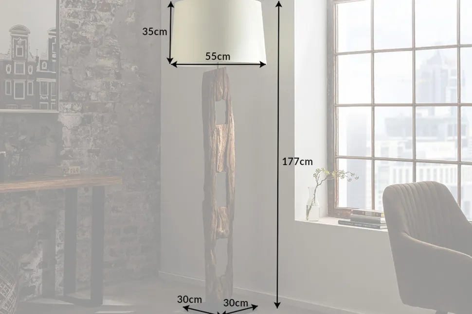 Stehleuchte Holz Stoff Weiß blendarm 177 cm E27 Lesen