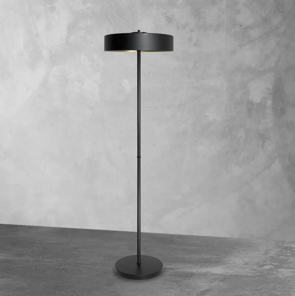 Stehleuchte klein 148,5 cm Messing Eisen in Schwarz Gold