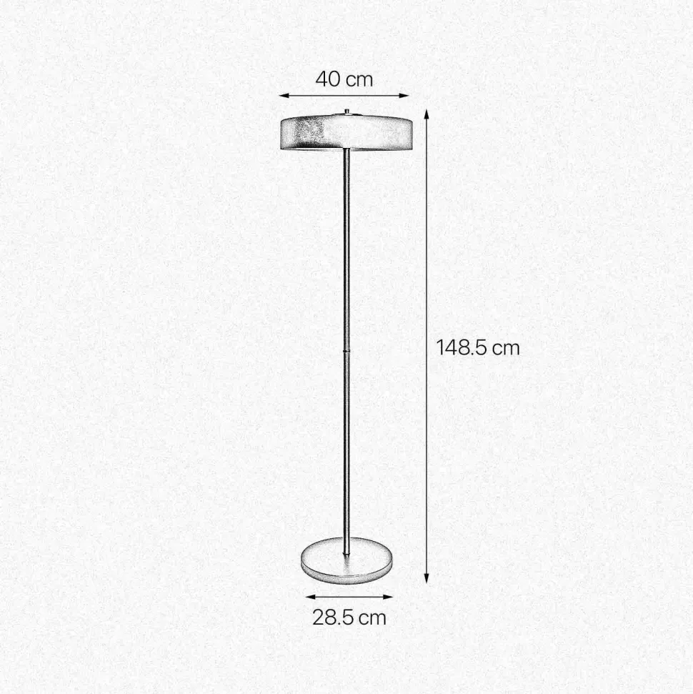Stehleuchte klein 148,5 cm Messing Eisen in Schwarz Gold
