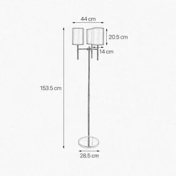 Stehleuchte Messing Stoff Blau 3-flammig 153,5 cm klein