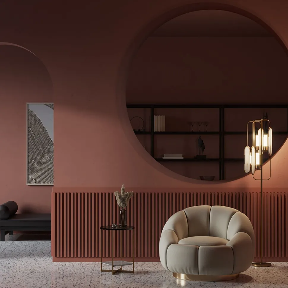 Stehleuchte Metall 161,5 cm in Gold Weiß (Stein) G9