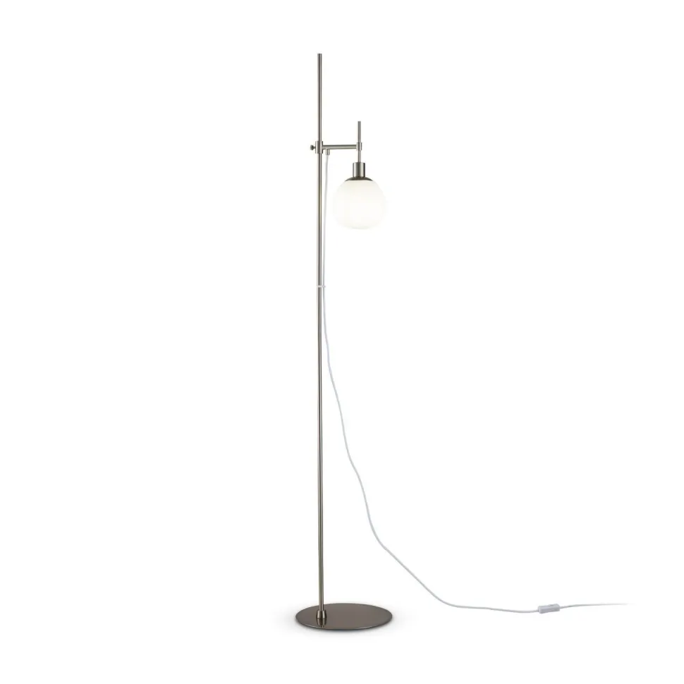 Stehleuchte Metall Glas 155 cm Nickel Weiß E14 Modern