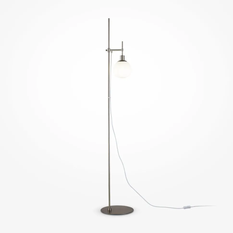 Stehleuchte Metall Glas 155 cm Nickel Weiß E14 Modern