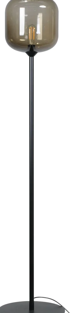 Stehleuchte Rauchglas Metall 165 cm Schwarz ELYA