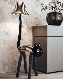 Stehleuchte Schwarz Weiß Katze Kinder Erwachsene 126 cm