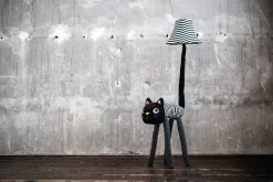 Stehleuchte Schwarz Weiß Katze Kinder Erwachsene 126 cm