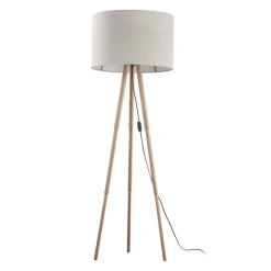 Stehleuchte Skandinavisch Holz Stoff Dreibein 146 cm