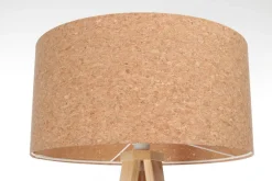 Stehleuchte Wohnzimmer 146 cm Dreibein Holz Kork E27