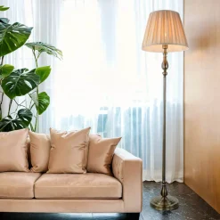 Stehleuchte Wohnzimmer in Messing Antik Braun E27 164 cm