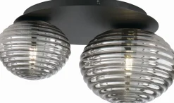 Stilvolle Deckenleuchte Rauchglas 2-flmg E27 dekorativ