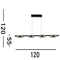 Stilvolle LED Hängeleuchte Metall Schwarz 3000 K Ringe