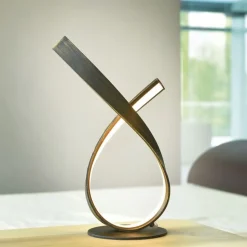 Stilvolle LED Tischlampe in Rostbraun 38,5 cm dimmbar