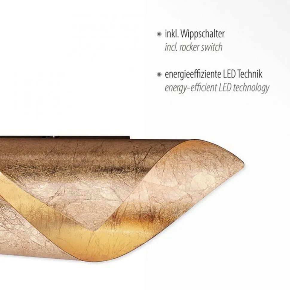 Stilvolle LED Wandleuchte Schalter 3000 K in Blattgold