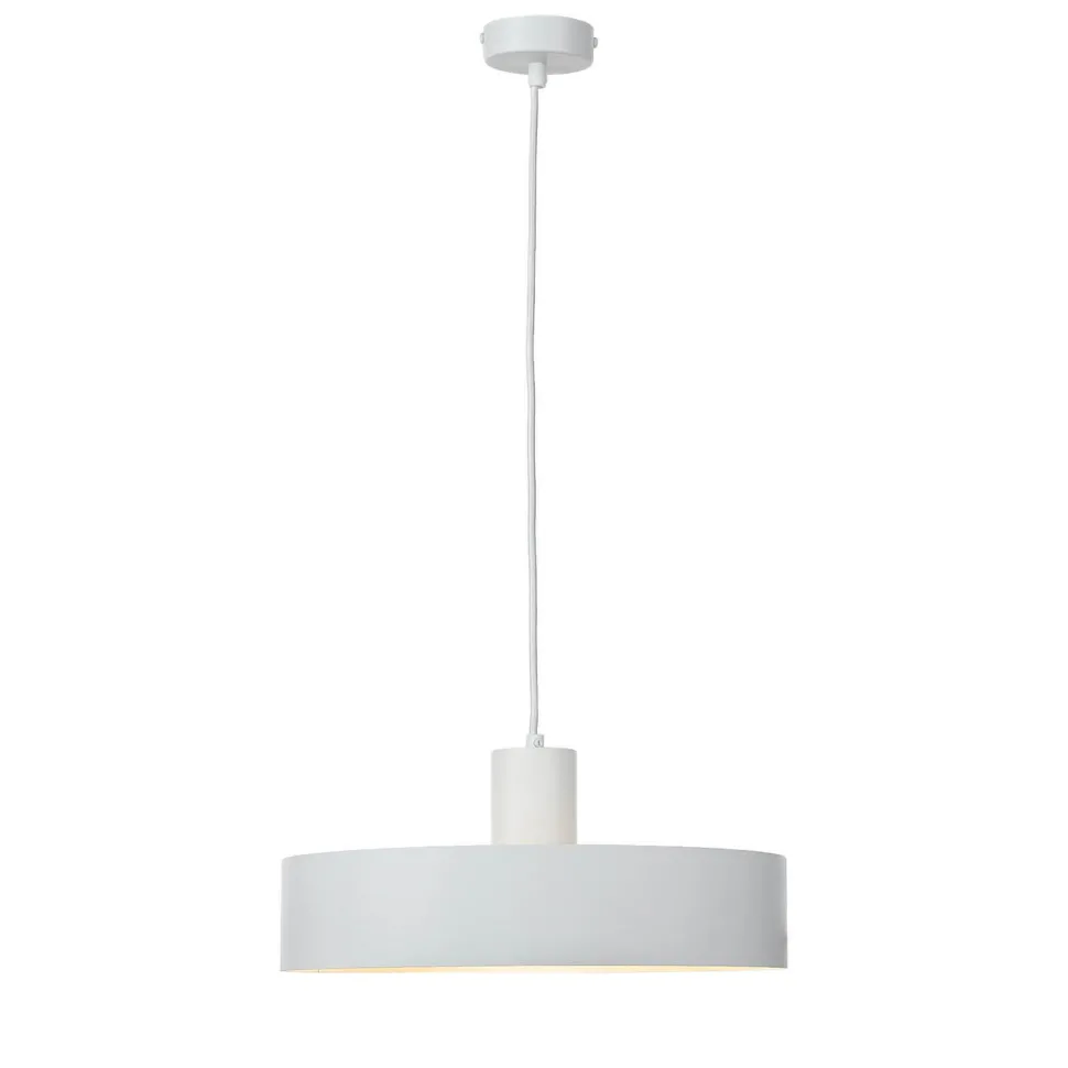 Stilvolle Pendellampe Rif Weiß breite Schirmform