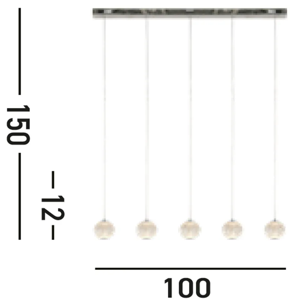 Stilvolle Pendelleuchte in Chrom Metall G9 100 cm lang