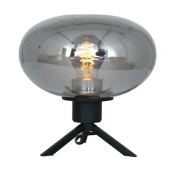 Stilvolle Tischlampe Metall Glas in Rauchgrau E27 22 cm