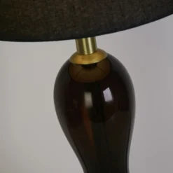 Stilvolle Tischleuchte Stoffschirm Glas E27 67 cm hoch