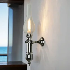 Stilvolle Wandlampe GRETA Chrom Jugendstil Bad Flur