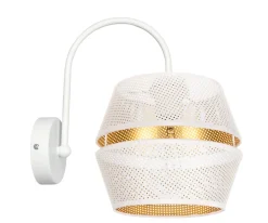 Stilvolle Wandleuchte Metall Weiß Gold H:25 cm E27