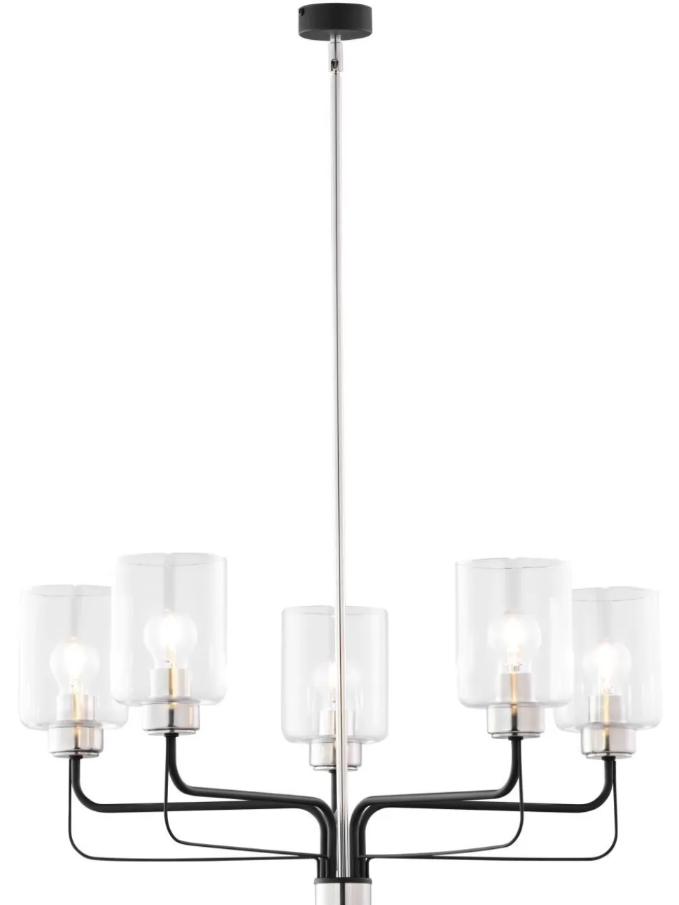 Stilvoller Kronleuchter Glas Metall E27 5-flammig