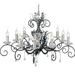 Stilvoller Kronleuchter in Silber Schwarz mit Kristall