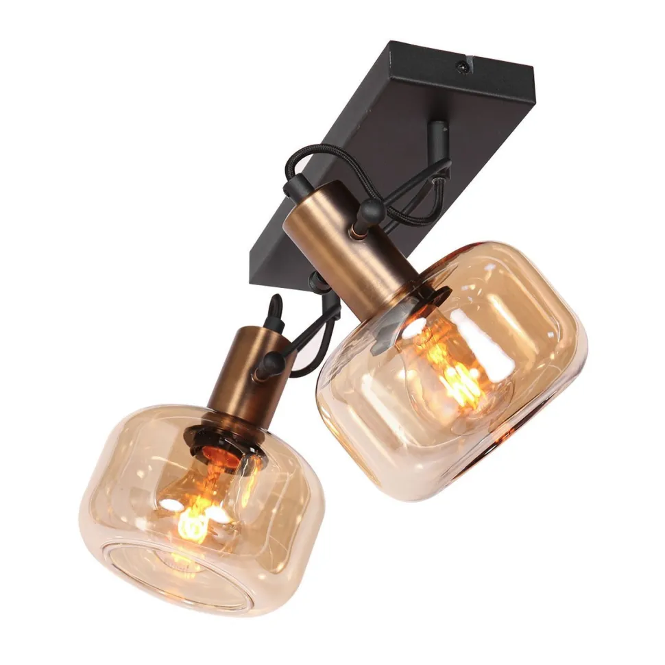 Stilvoller Wandstrahler Schwarz Bernstein E27 B:40 cm