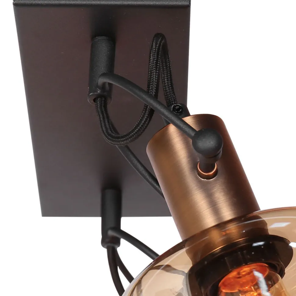 Stilvoller Wandstrahler Schwarz Bernstein E27 B:40 cm