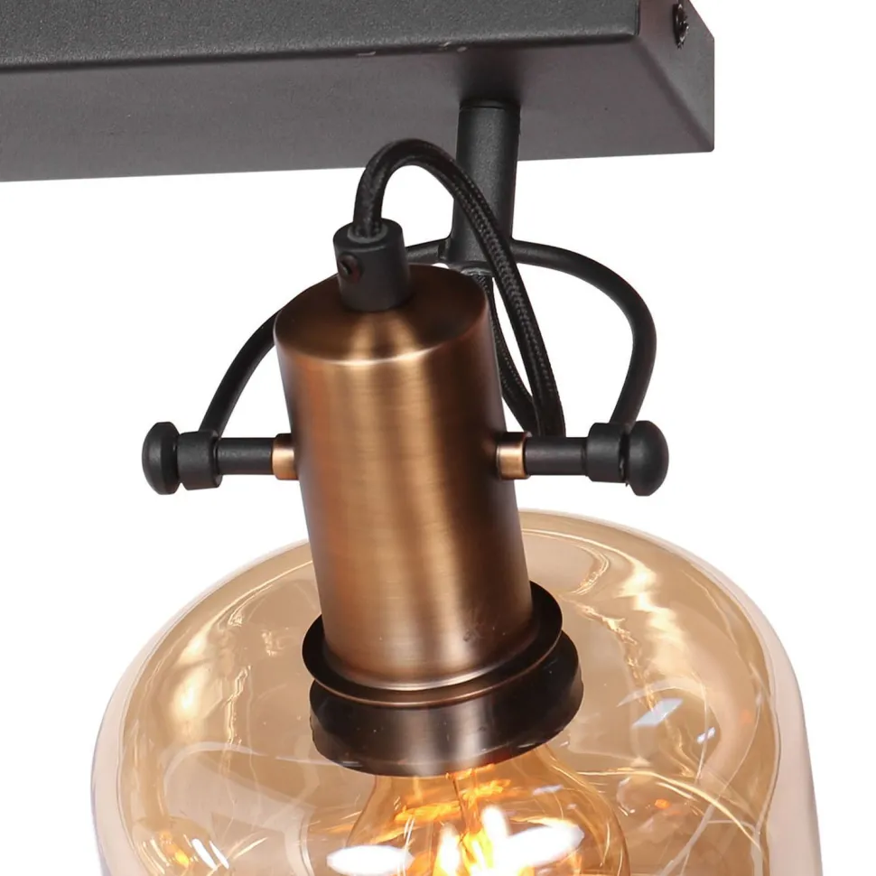 Stilvoller Wandstrahler Schwarz Bernstein E27 B:40 cm