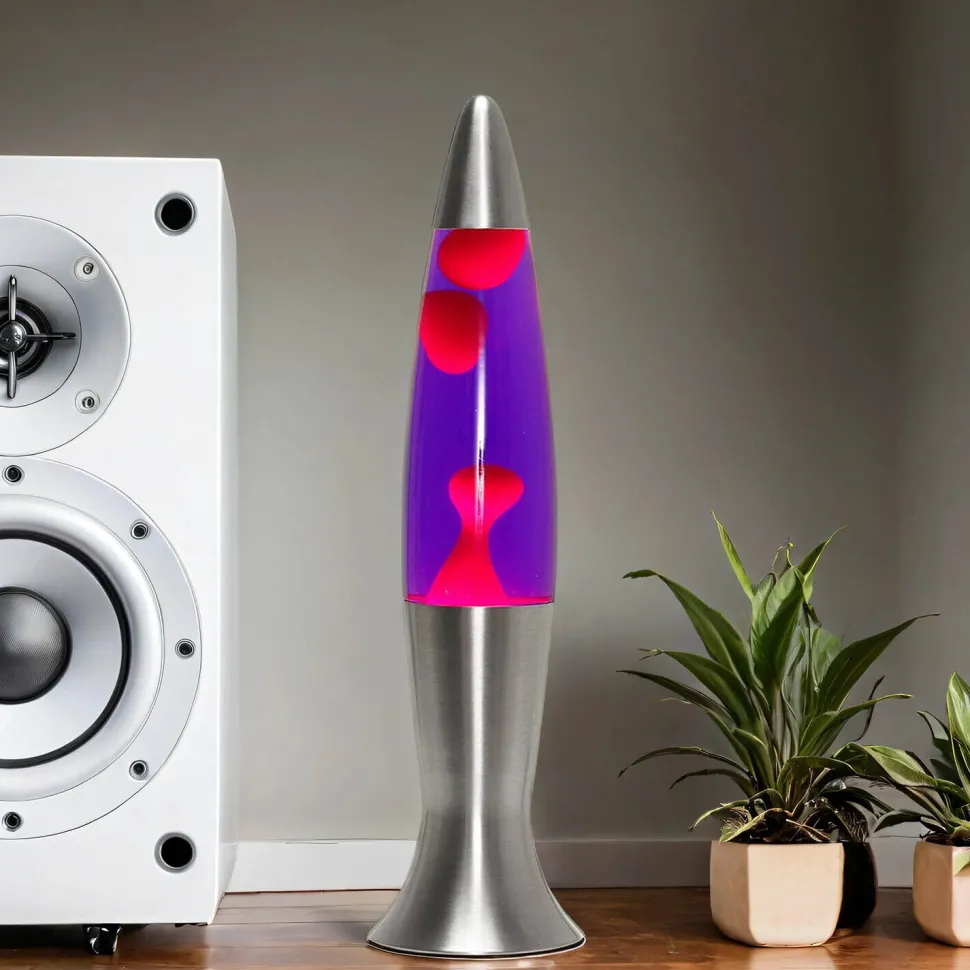 Stimmungsvolle Lavalampe Lila Rot Silber 40cm ANGELINA