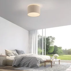 Stoff Deckenlampe blendarm Beige E27 Ø35 cm gemütlich