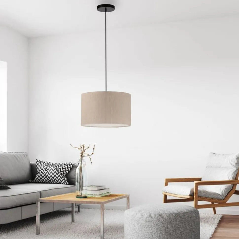 Stoff Hängelampe blendarm Beige E27 Ø45 cm gemütlich