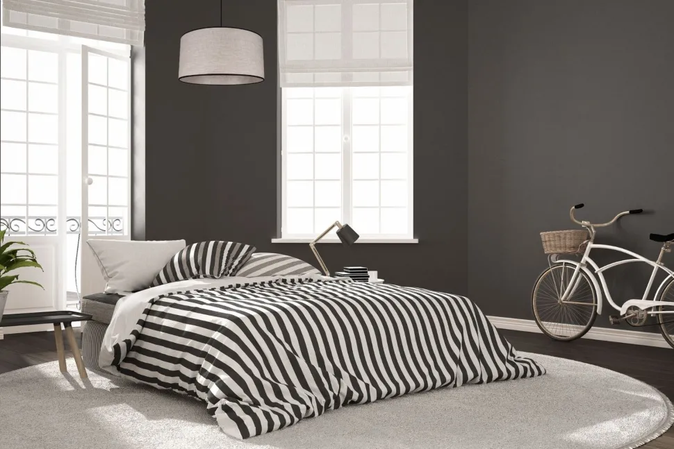 Stoff Hängelampe blendarm Schwarz Beige E27 Ø40 cm rund