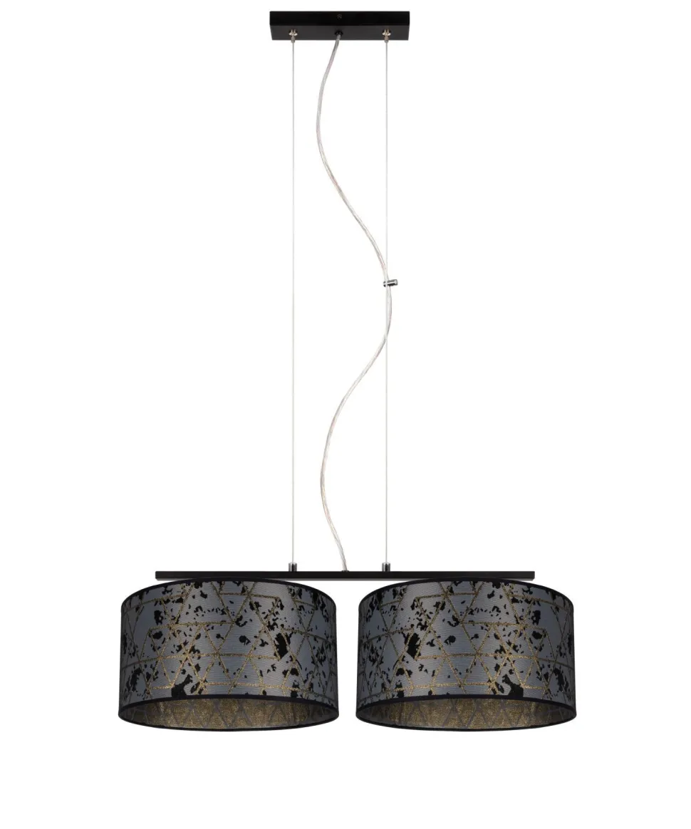 Stoff Hängelampe blendarm Graphit Muster E27 70 cm lang