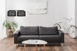 Stoff Hängelampe blendarm Graphit Muster E27 70 cm lang