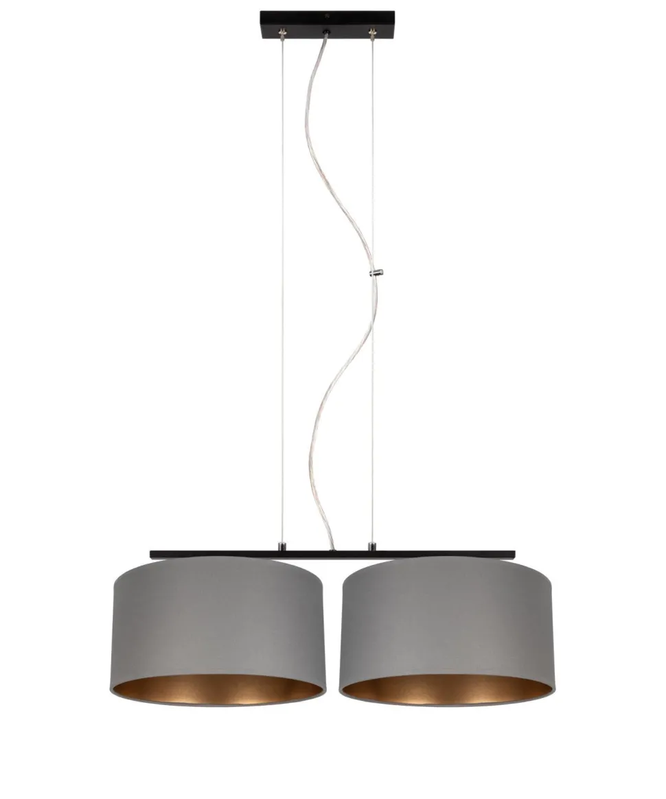 Stoff Hängelampe blendarm Graphit Gold E27 70 cm lang