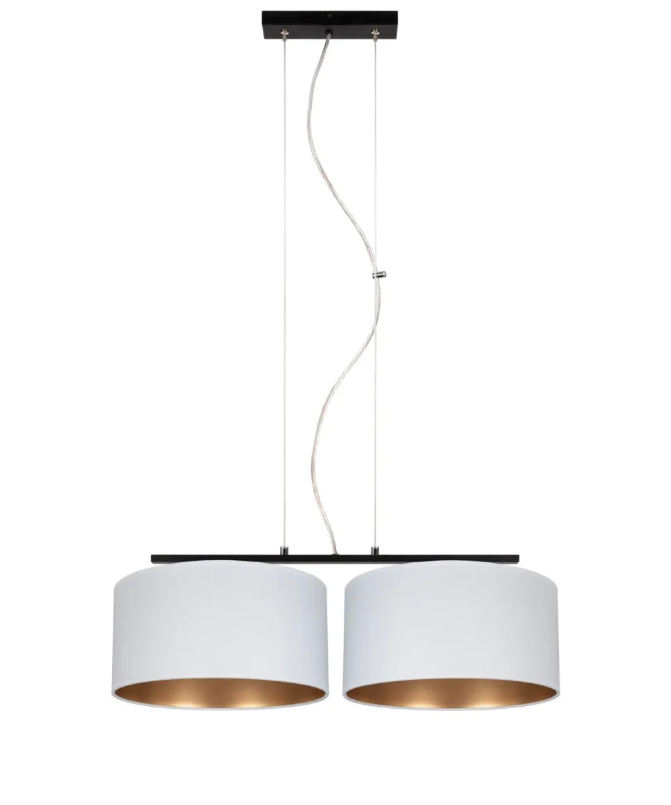 Stoff Hängelampe Schwarz Weiß Gold E27 70 cm lang