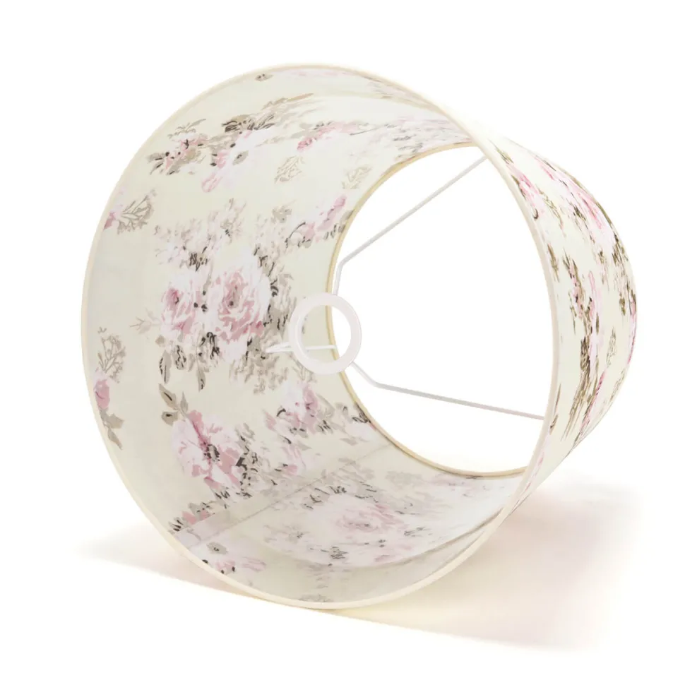 Stoff Lampenschirm Stehlampe Weiß Rosa Blumen E27