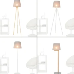 Stoff Lampenschirm Stehlampe Grau E27 WILLOW