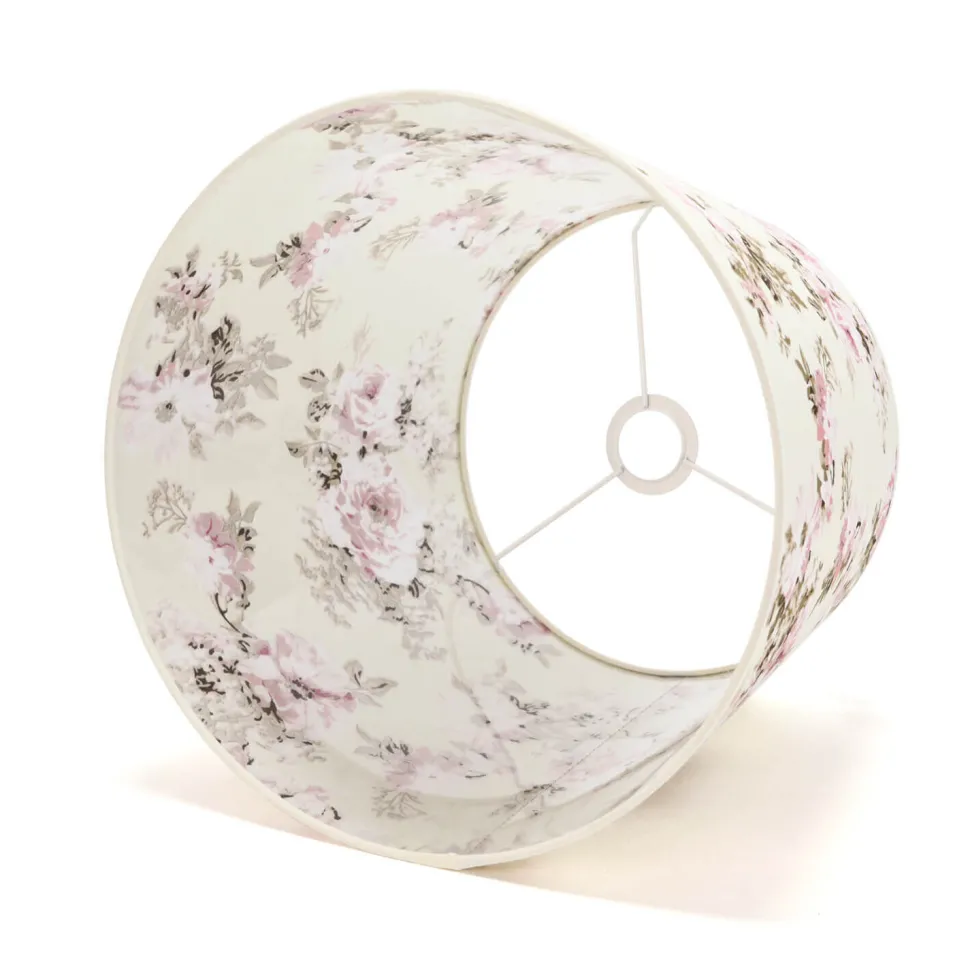 Stoff Lampenschirm Weiß Rosa E27 Pendelleuchte