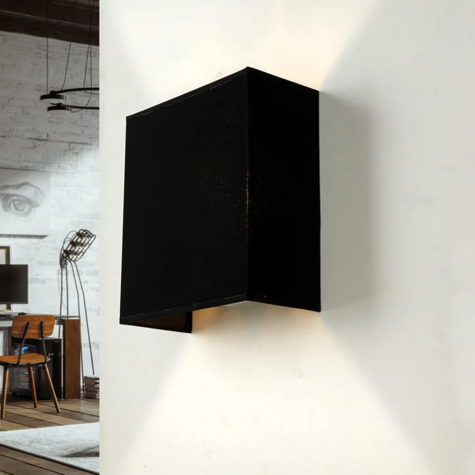 Stoff Wandleuchte Schwarz eckig E27 Loft Design ALICE