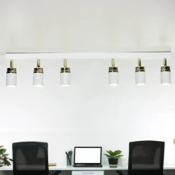 Strahler Weiß Gold 90 cm 6-flammig GU10 Metall