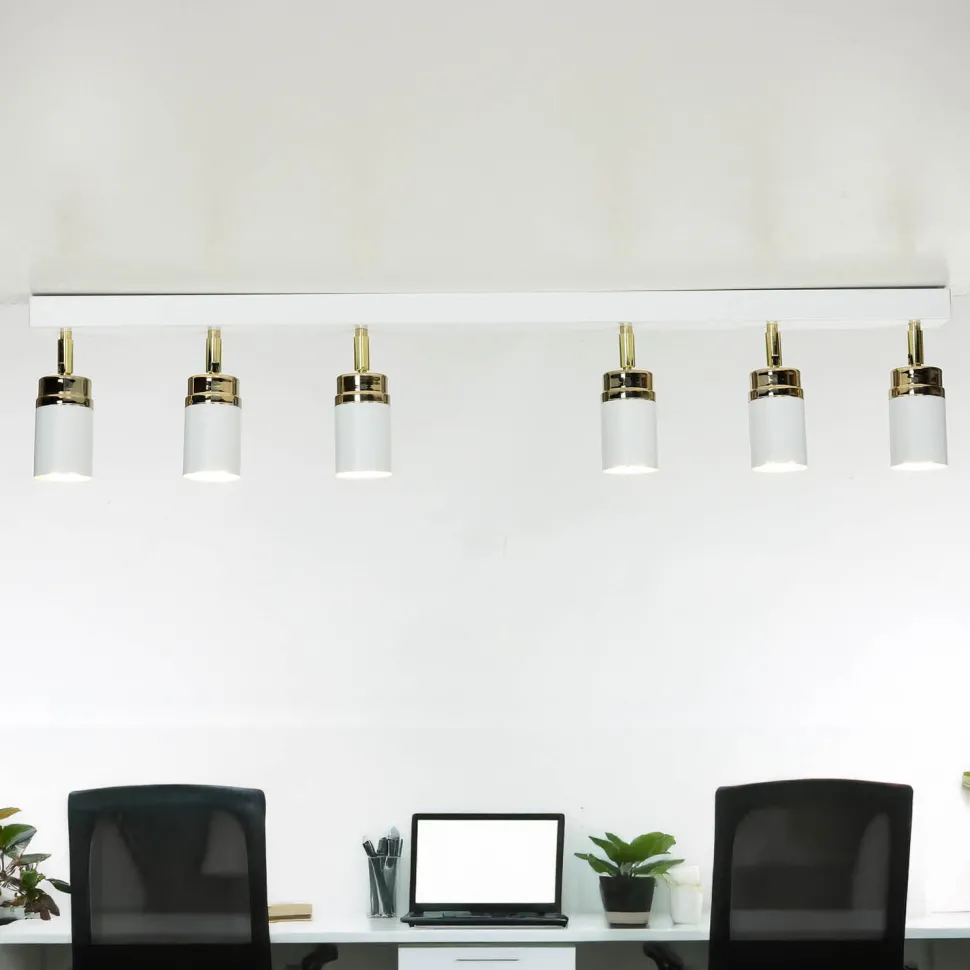 Strahler Weiß Gold 90 cm 6-flammig GU10 Metall