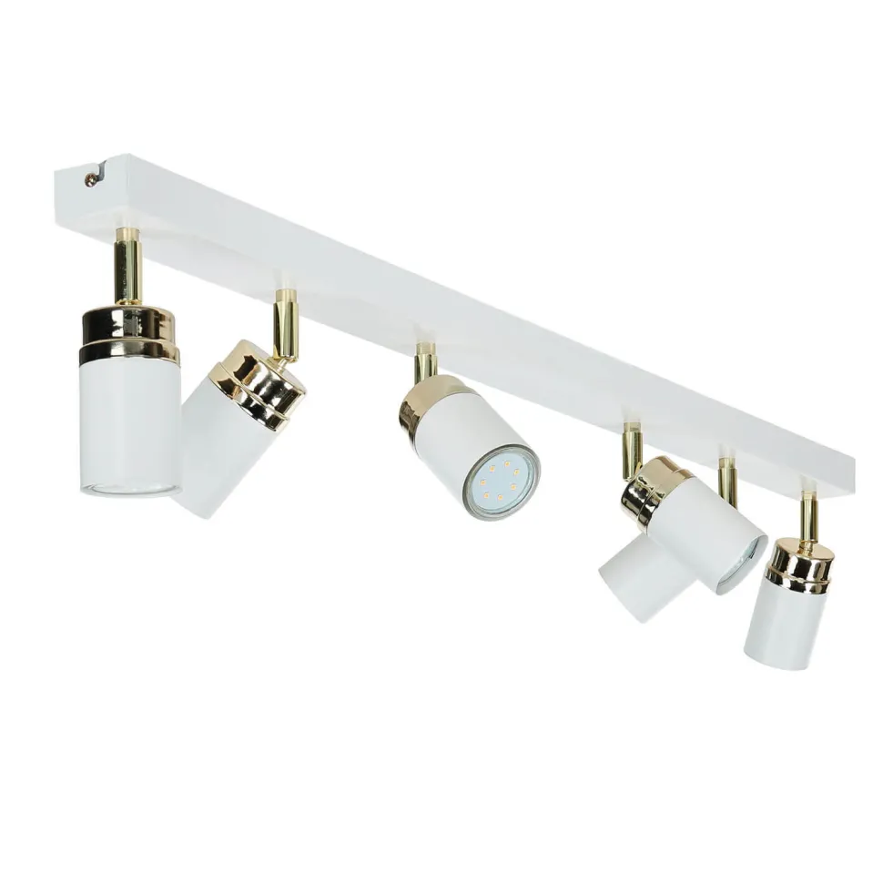 Strahler Weiß Gold 90 cm 6-flammig GU10 Metall